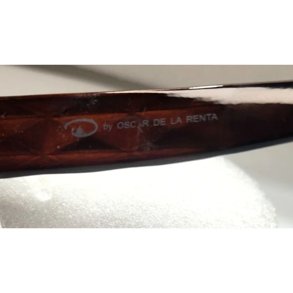 Vtg Oscar de la Renta Brown Oversized Sunglasses Rectangle Mod 1360 57-13-139
